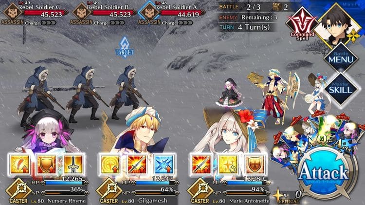 Fate Grand Order Apocrypha gameplay screen